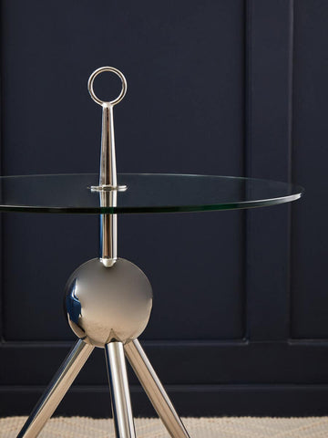 Elegant Glass Steel Side Table