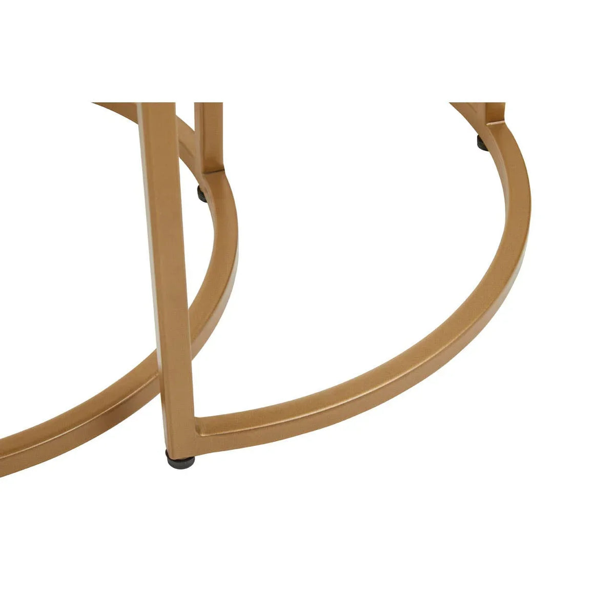 Gold metal table base with circular frame detail