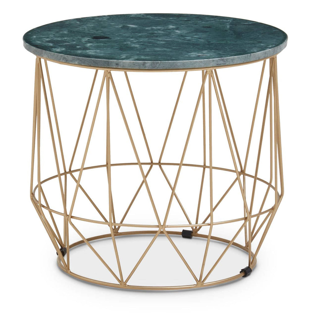 Green Marble Gold Side Table