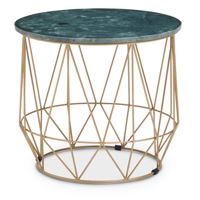 Green Marble Gold Side Table