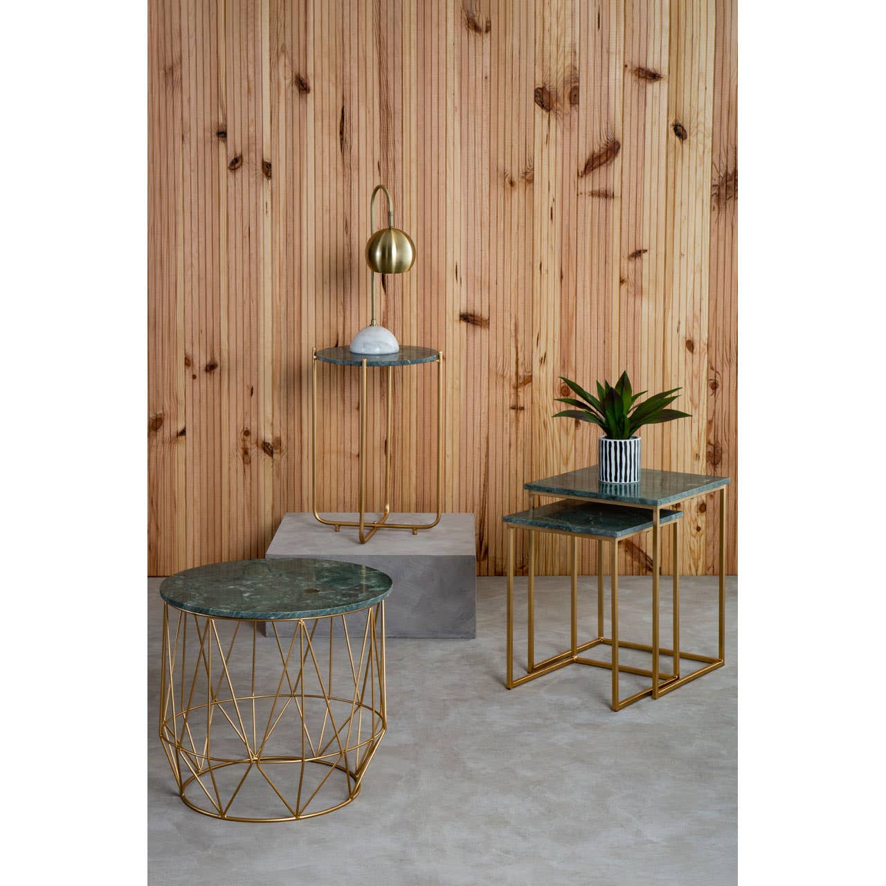 Green Marble Gold Side Table