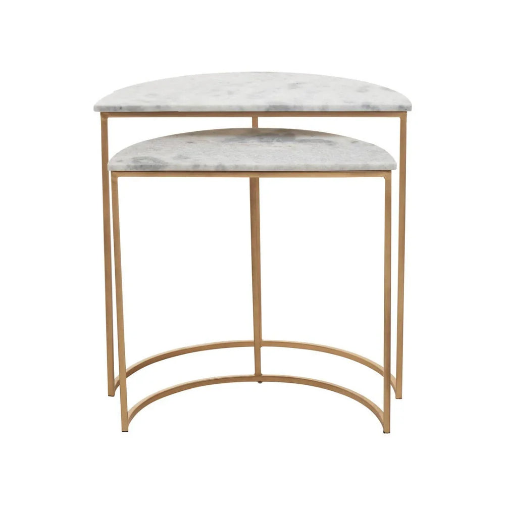 SemiCircular Marble Side Tables Set