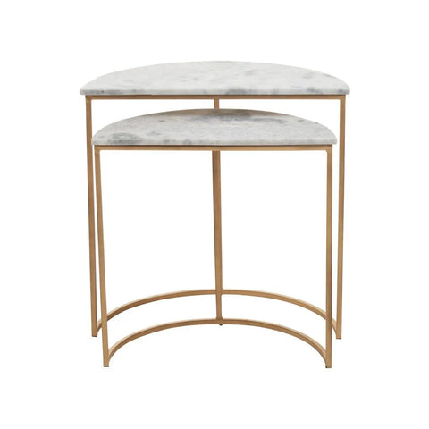 SemiCircular Marble Side Tables Set