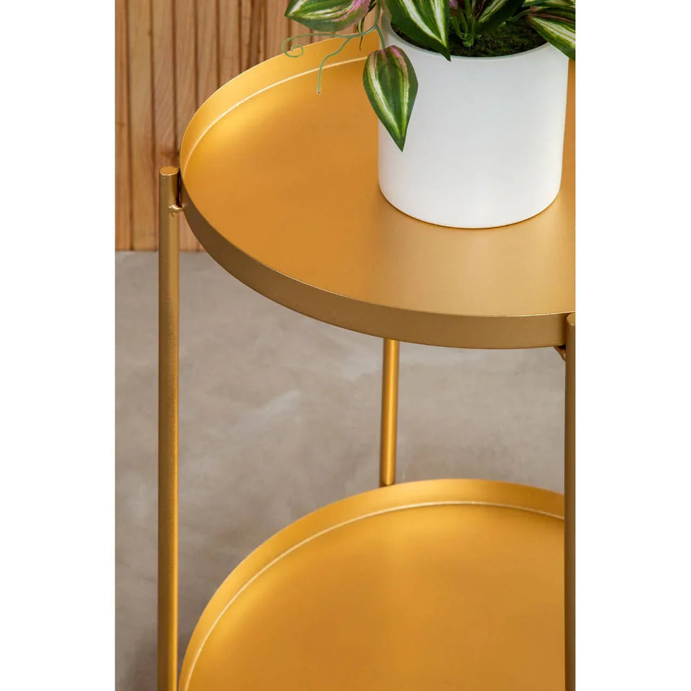 Golden Tiered Metal Side Table