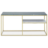 Golden Marble Geometric Console Table