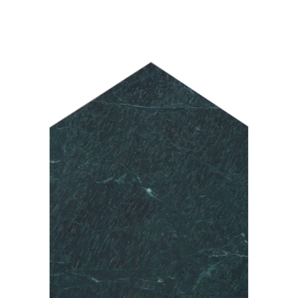 Green marble hexagon tile with subtle natural veining and polished surface