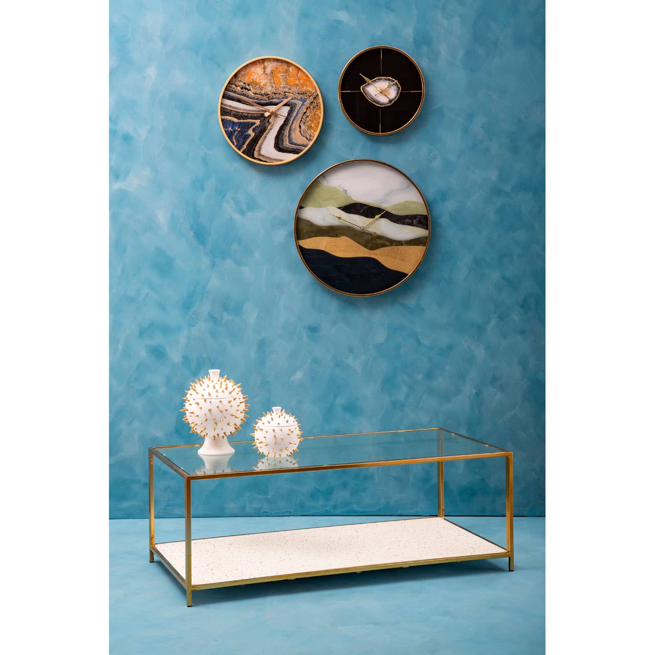 Golden Terrazzo Glass Coffee Table