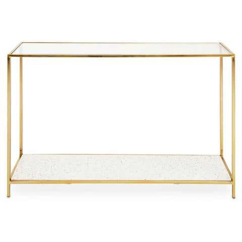 Golden Terrazzo Glass Console Table