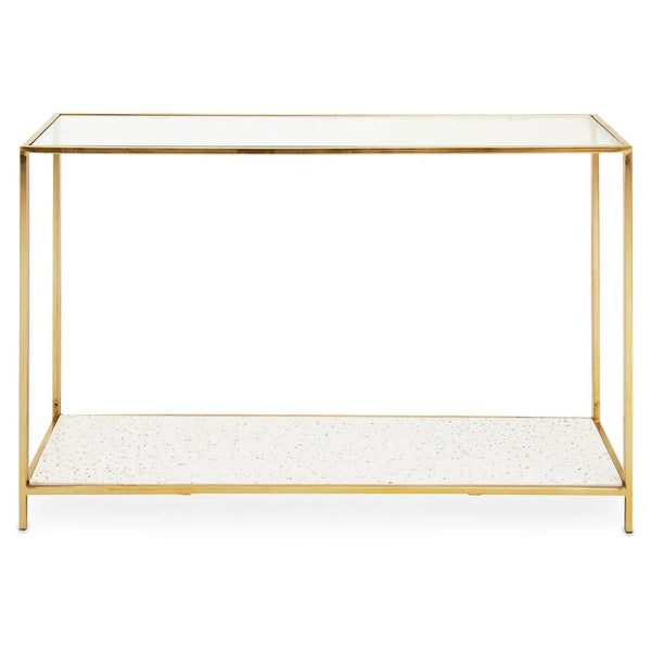 Golden Terrazzo Glass Console Table