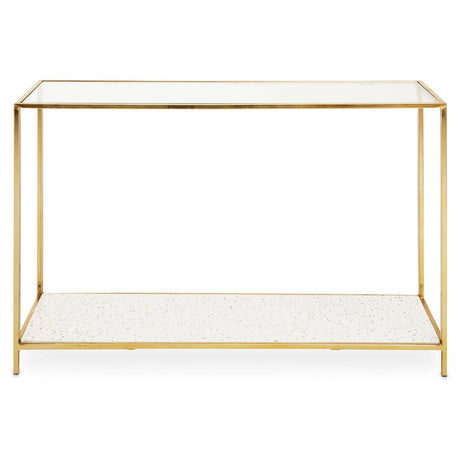 Golden Terrazzo Glass Console Table
