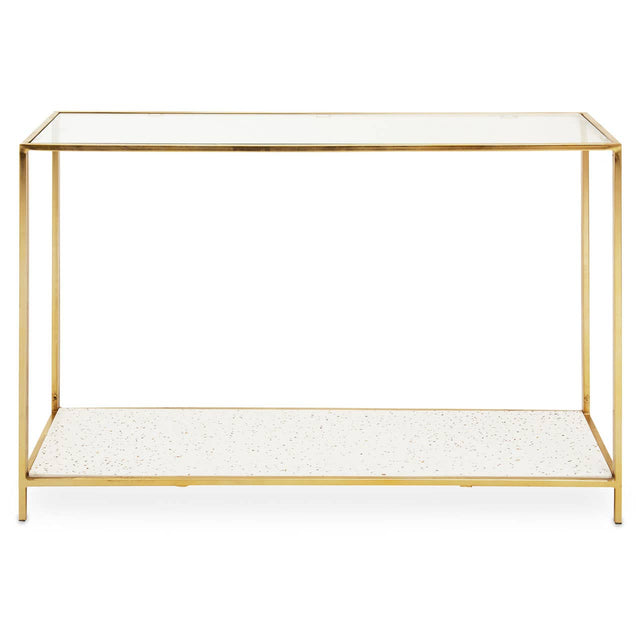 Golden Terrazzo Glass Console Table