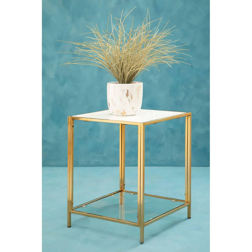 Gold Frame Glass Side Table