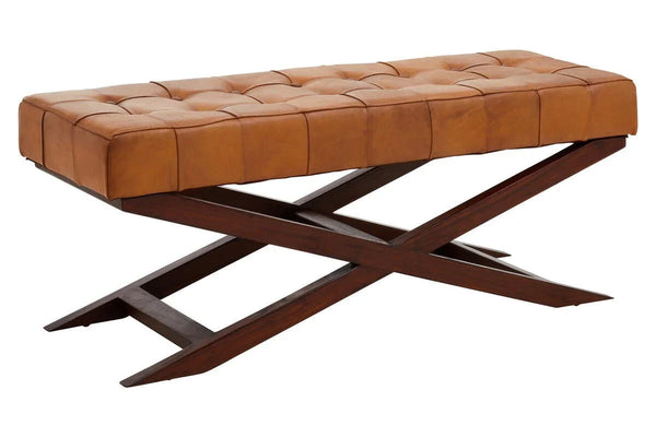 Luxe Leather Cross Base Bench