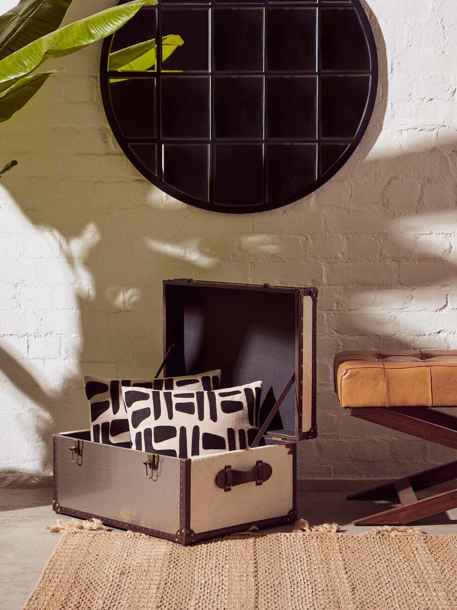Luxe Leather Cross Base Bench