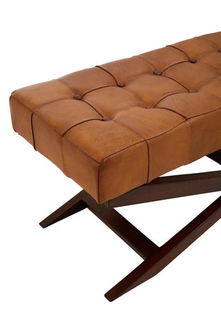 Luxe Leather Cross Base Bench