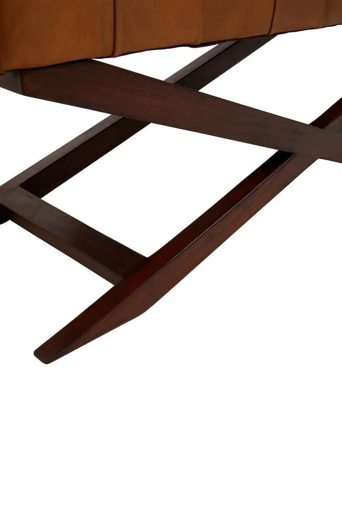 Luxe Leather Cross Base Bench