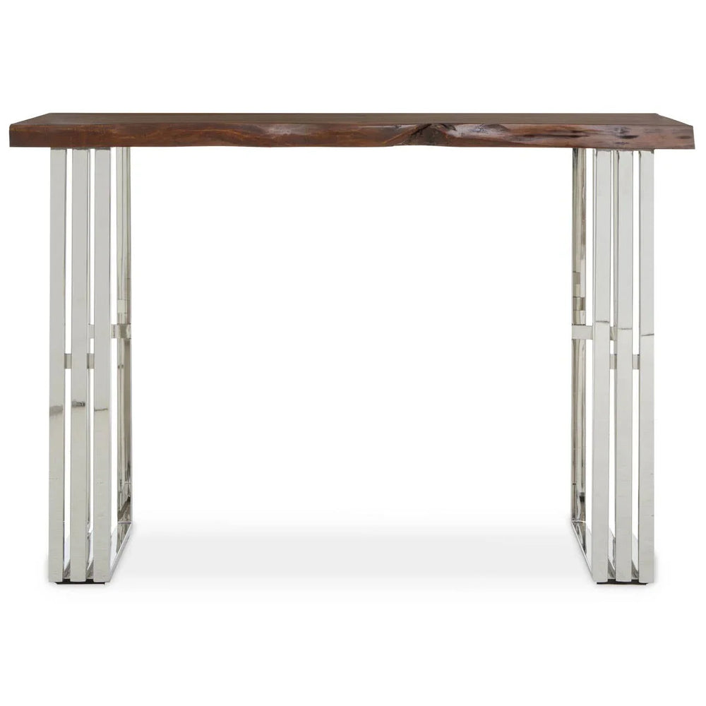 Natural Wood & Silver Console