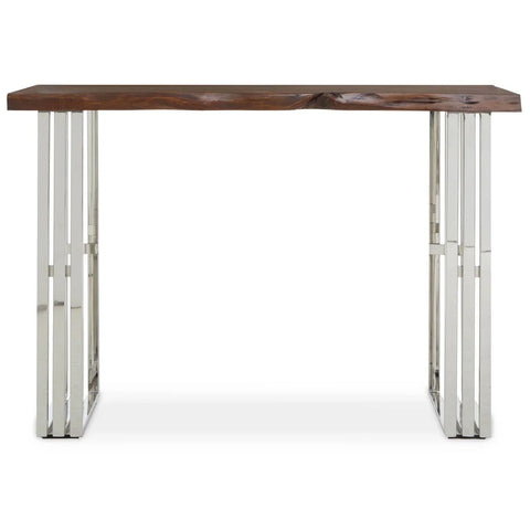 Natural Wood & Silver Console