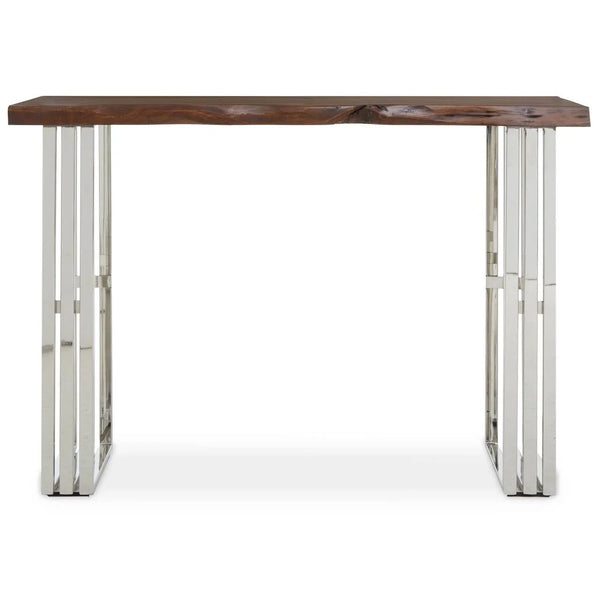 Natural Wood & Silver Console