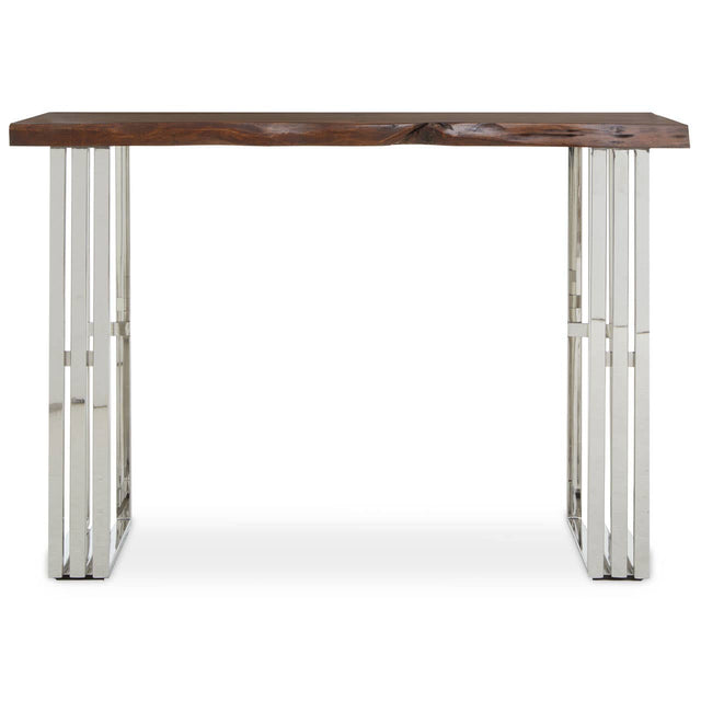 Natural Wood & Silver Console