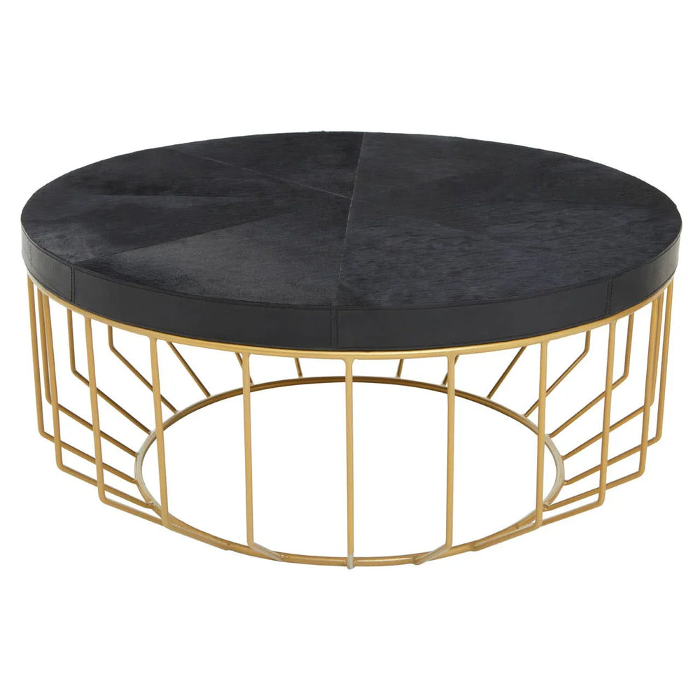 Chic Round Hair-on-Hide Coffee Table