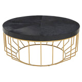 Chic Round Hair-on-Hide Coffee Table
