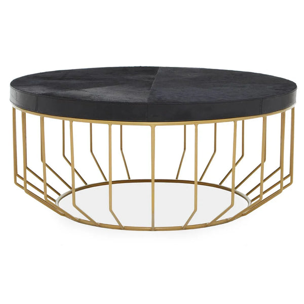 Chic Round Hair-on-Hide Coffee Table