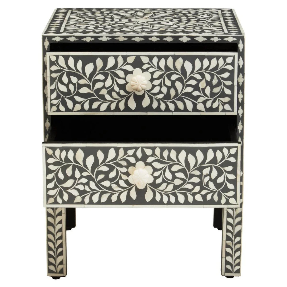 Floral Bone Inlay Side Table