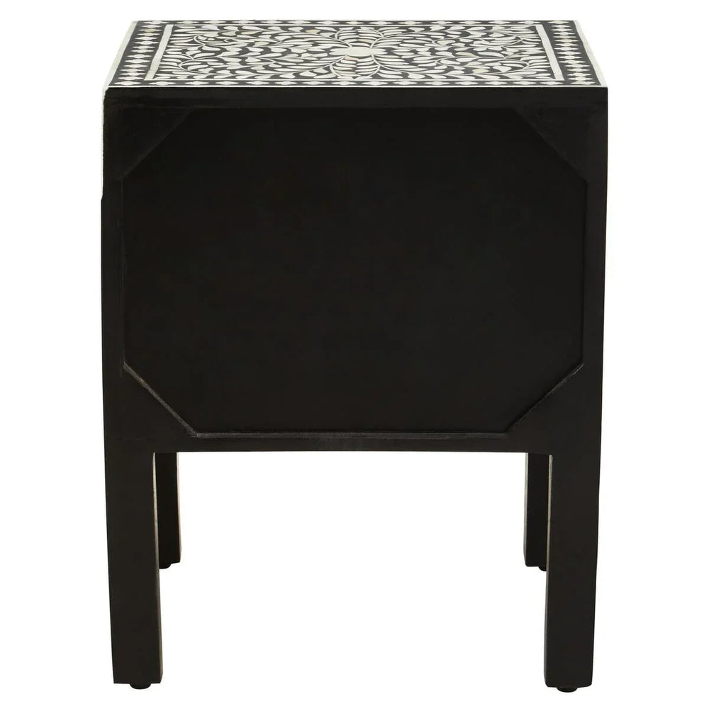 Floral Bone Inlay Side Table
