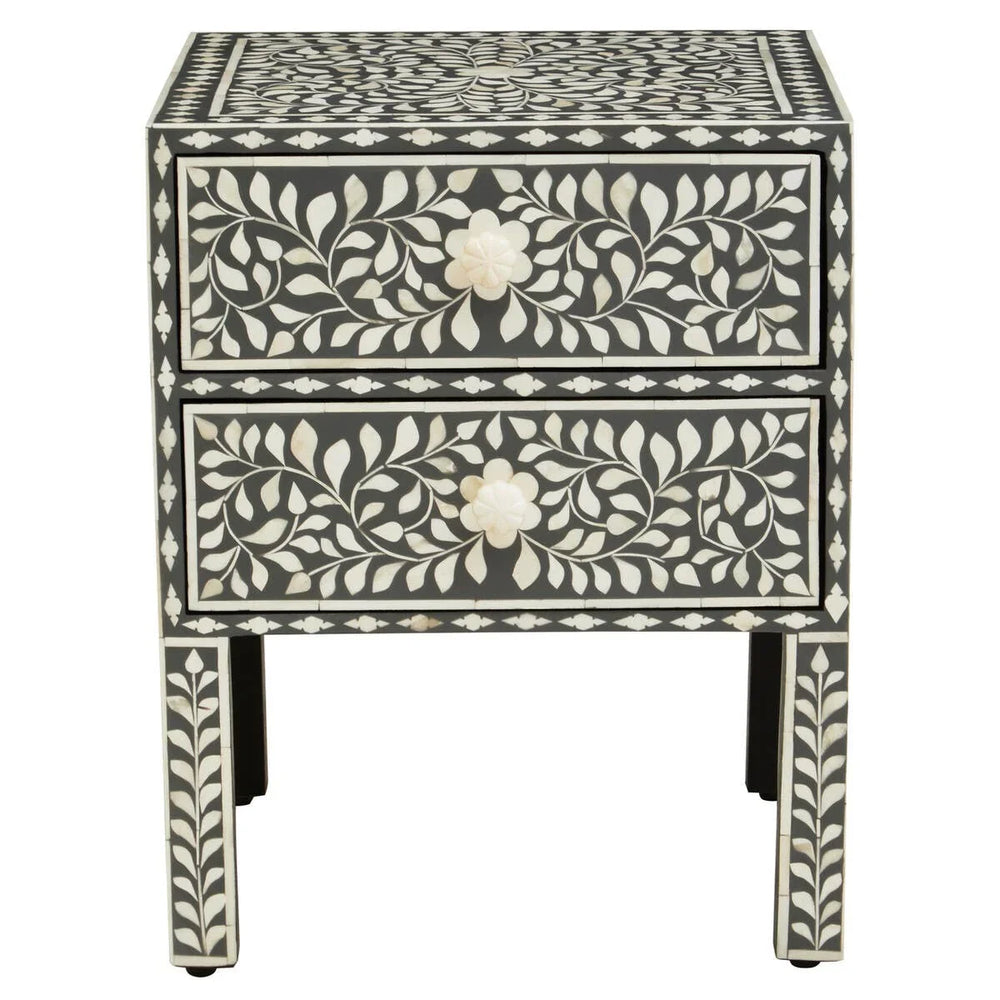 Floral Bone Inlay Side Table