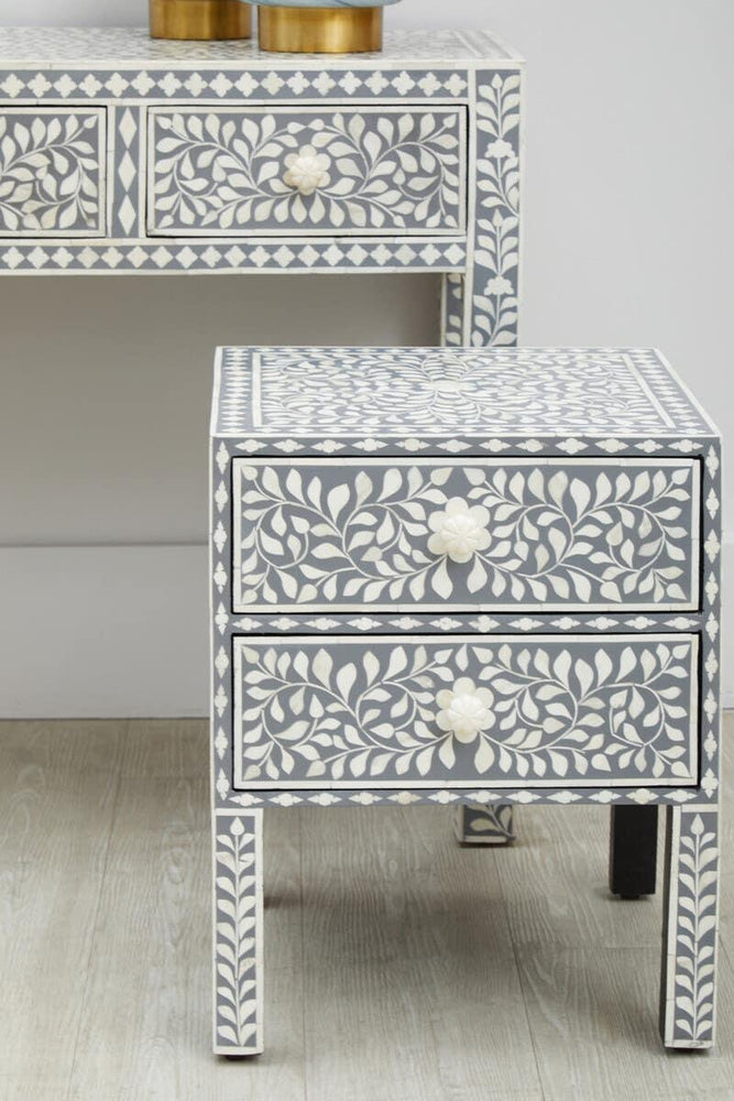 Floral Bone Inlay Side Table