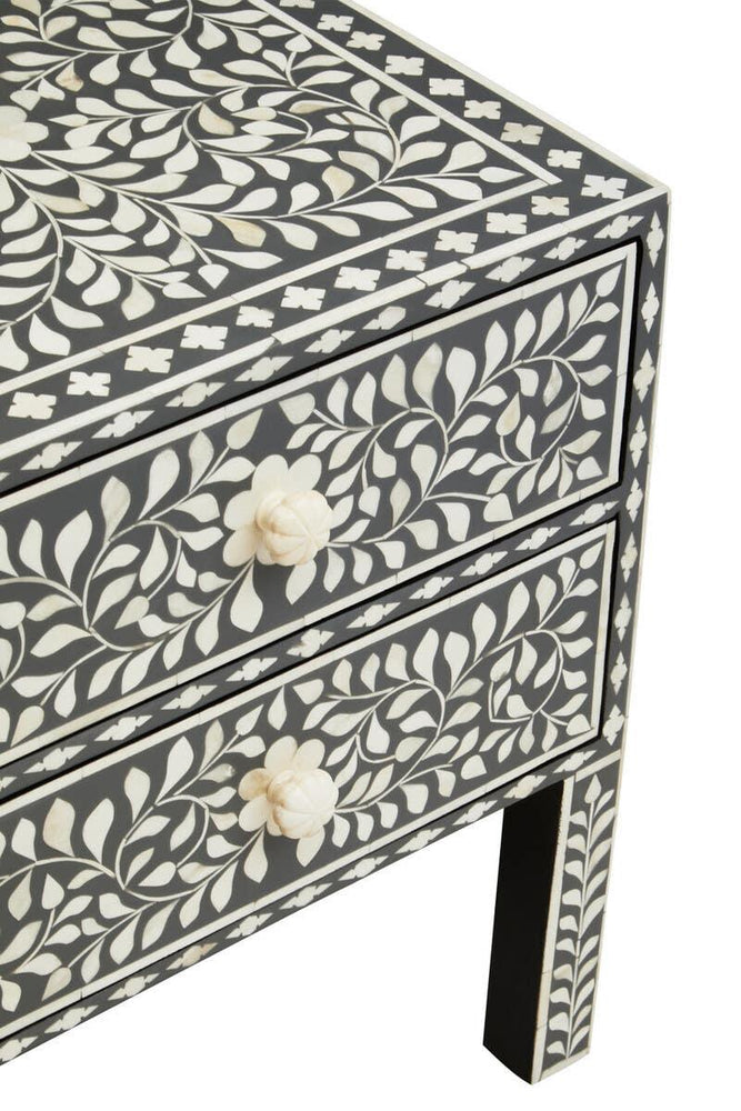 Floral Bone Inlay Side Table