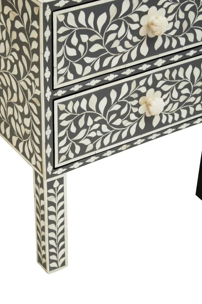 Floral Bone Inlay Side Table