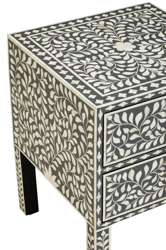 Floral Bone Inlay Side Table