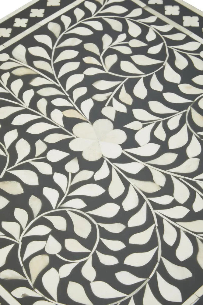 Floral Bone Inlay Side Table