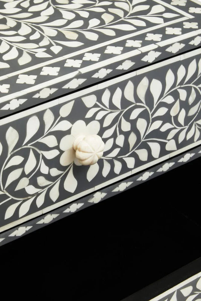 Floral Bone Inlay Side Table