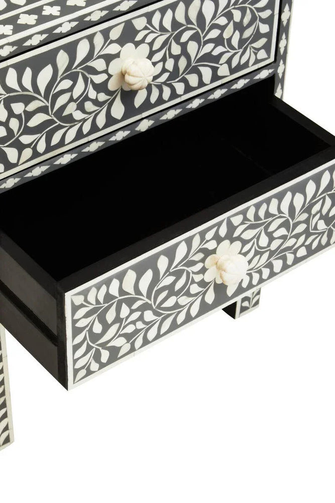 Floral Bone Inlay Side Table