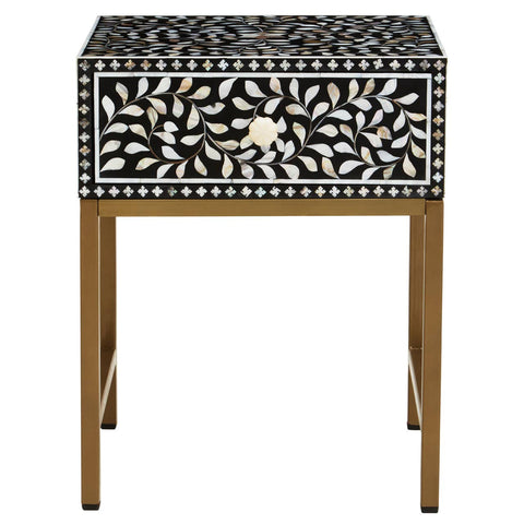 Luxe Floral Inlay Side Table