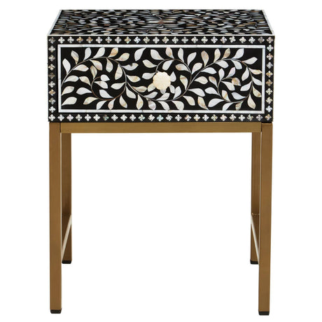 Luxe Floral Inlay Side Table
