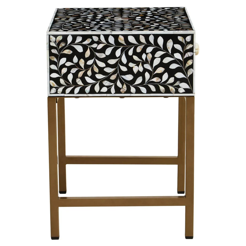 Luxe Floral Inlay Side Table