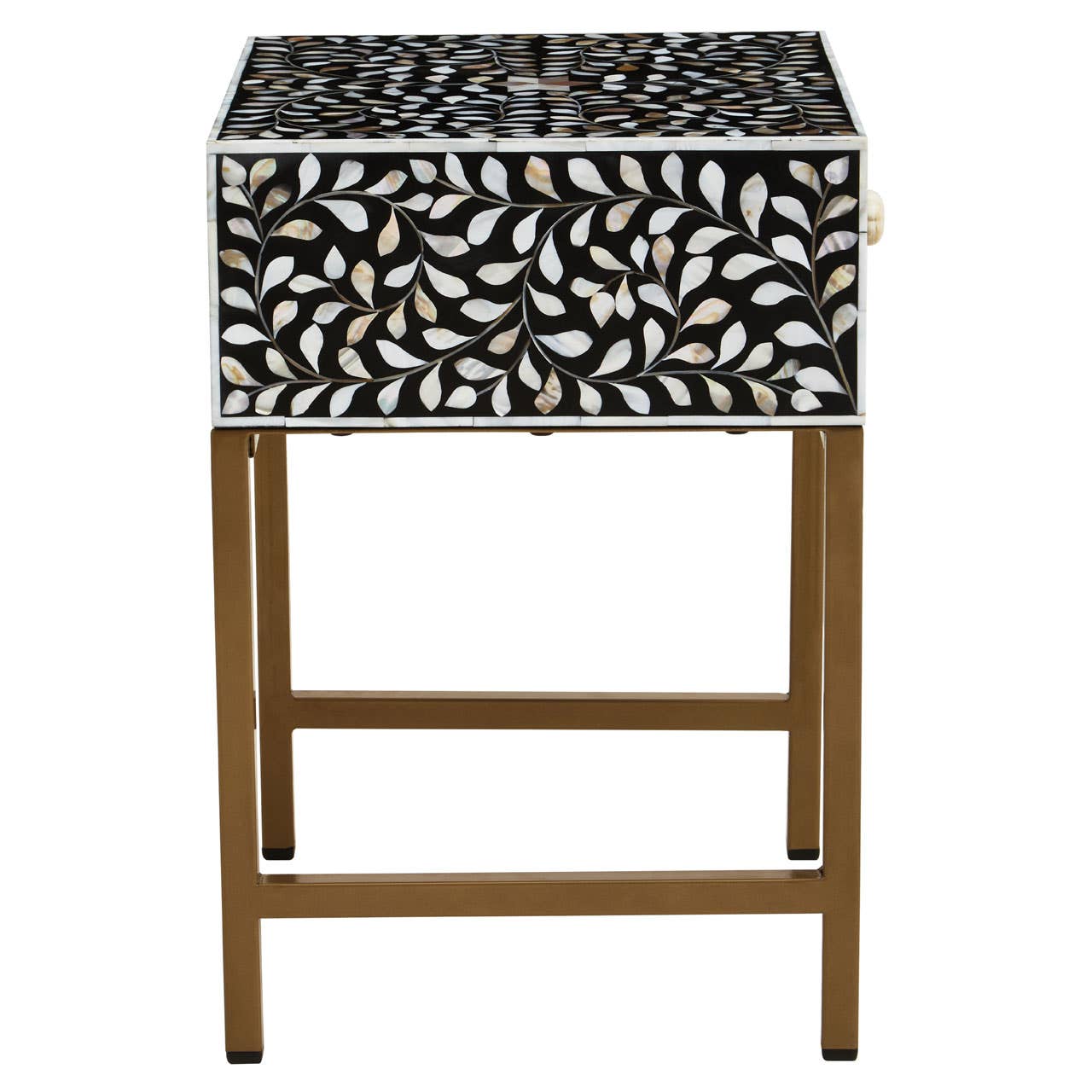 Luxe Floral Inlay Side Table