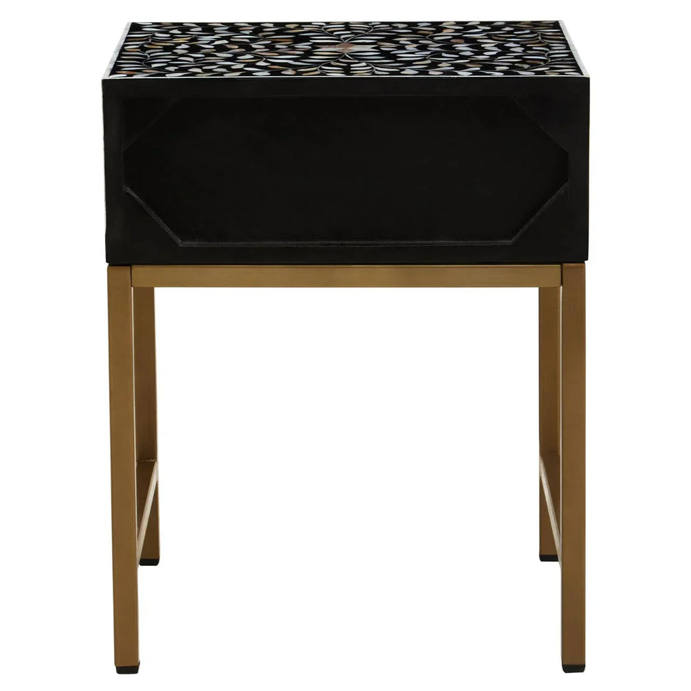 Luxe Floral Inlay Side Table