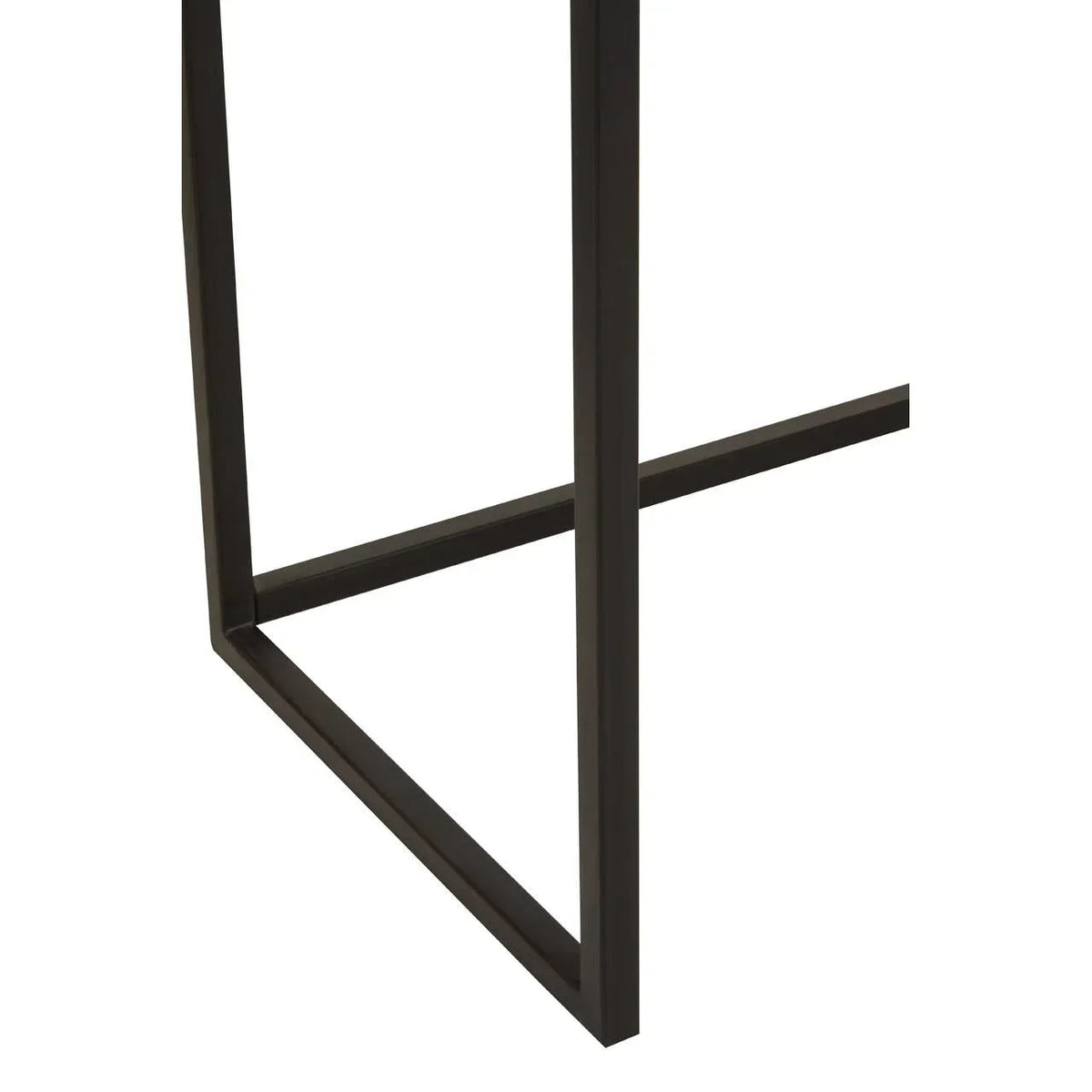 Black metal dining table leg frame with crossbar detail