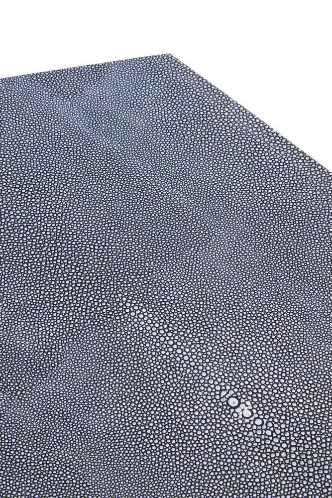 close-up of shagreen textured table top in grey with stingray skin pattern detail