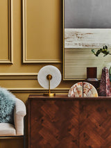 Acacia Herringbone Sideboard with Antique Brass Accents