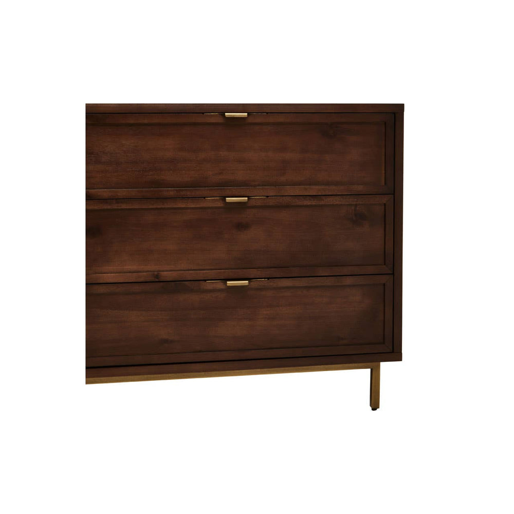 Acacia Herringbone Sideboard with Antique Brass Accents
