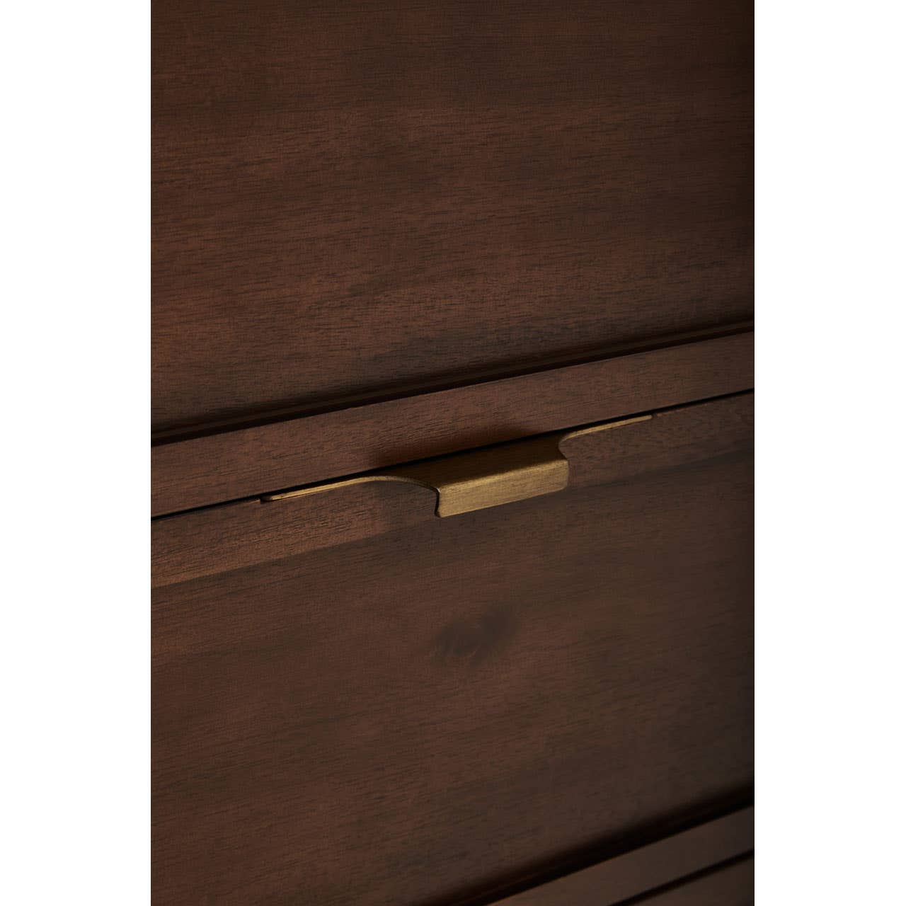 Acacia Herringbone Sideboard with Antique Brass Accents