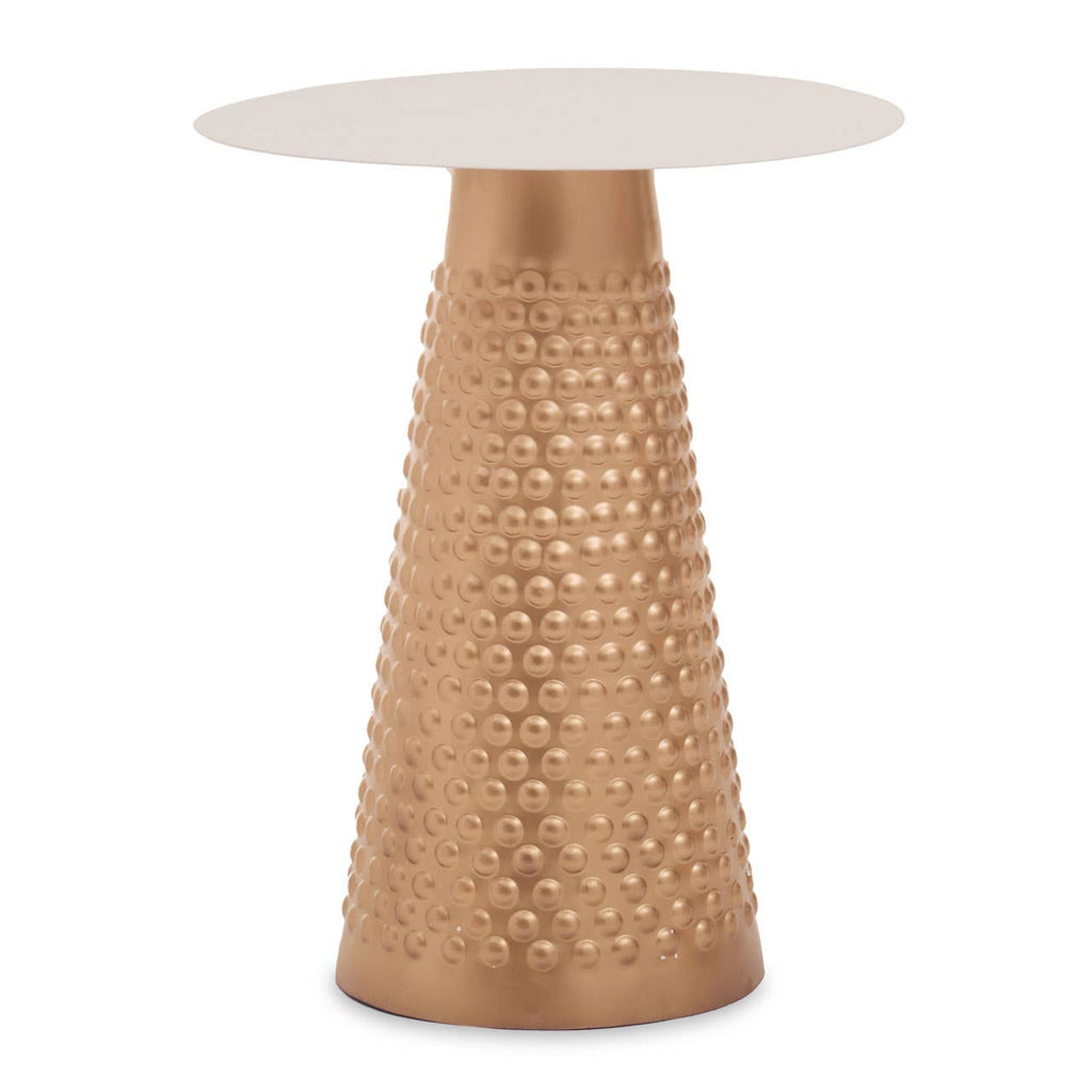 Golden Embossed White Side Table