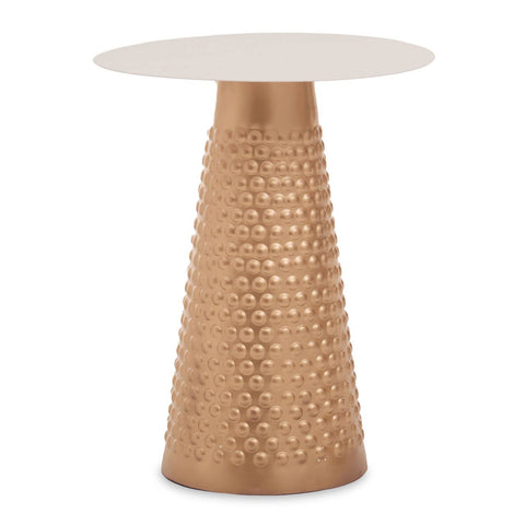 Golden Embossed White Side Table