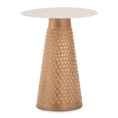 Golden Embossed White Side Table
